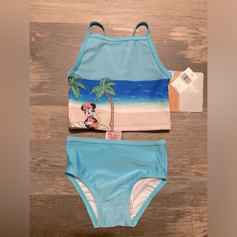 Disneys Minnie Mouse Blue 2 piece girls swimsuit